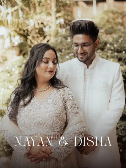 A romantic portrait of Nayan and Disha from their engagement shoot, capturing a moment of quiet connection.