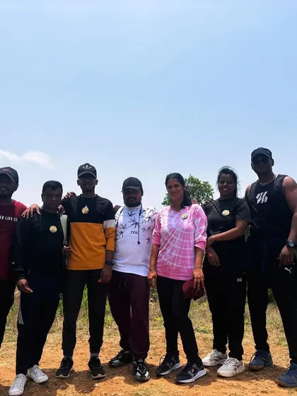 A small group of colleagues enjoying their day out. Our treks are suitable for teams of any size, offering a great escape from the office routine.
