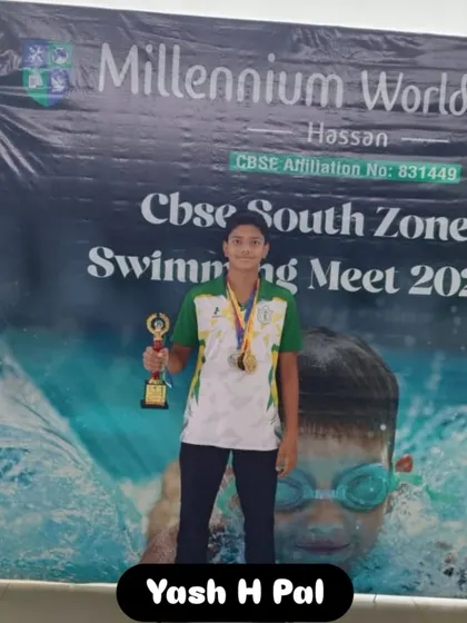Yash H Pal receiving the Individual Championship trophy at the CBSE South Zone meet.