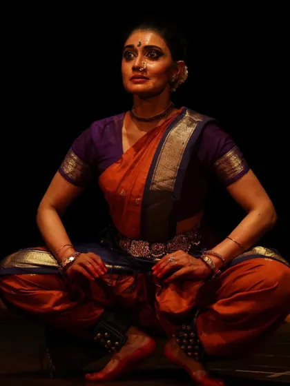 A seated pose from *KANHOPATRA*. Every performance of this piece feels like a cathartic journey into her vulnerability and devotion. It's a story I am passionate about sharing with audiences everywhere.