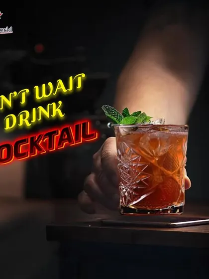 Don't wait, drink cocktail. This image is a simple, direct invitation to stop waiting and start enjoying life with one of our delicious cocktails.