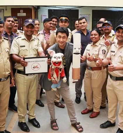 A shot from the Mumbai Police's official social media, featuring our "Puppeteering For A Purpose" campaign against tobacco.