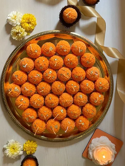 Kuch meetha ho jaye? My Ladoo candles look just like the real thing, complete with silver vark. They are perfect for adding a sweet, fragrant touch to your festive decor.