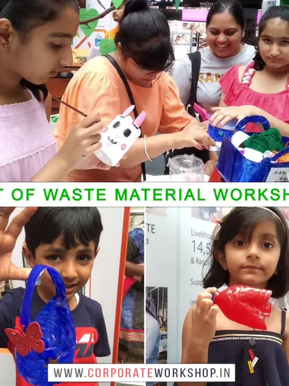 Children proudly displaying the creative items they made from plastic bottles and other waste materials. We teach them that art can be both fun and environmentally conscious.