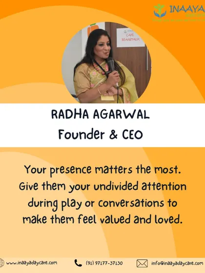 A note from our Founder & CEO, Radha Agarwal: Your presence matters most. Giving your undivided attention during play makes your child feel valued and loved.