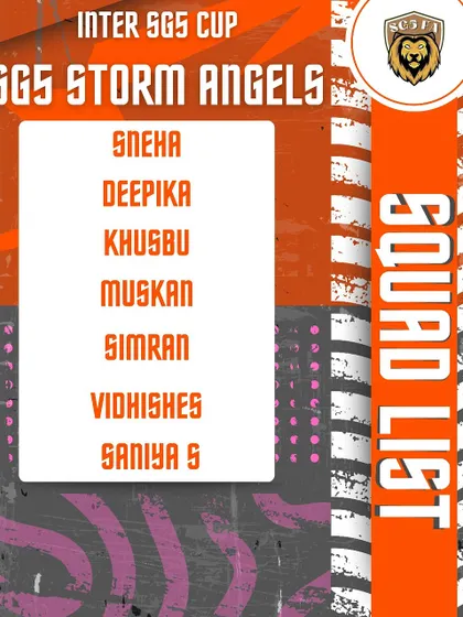 The squad list for the SG5 Storm Angels, one of our competitive teams for the Inter SG5 Cup.