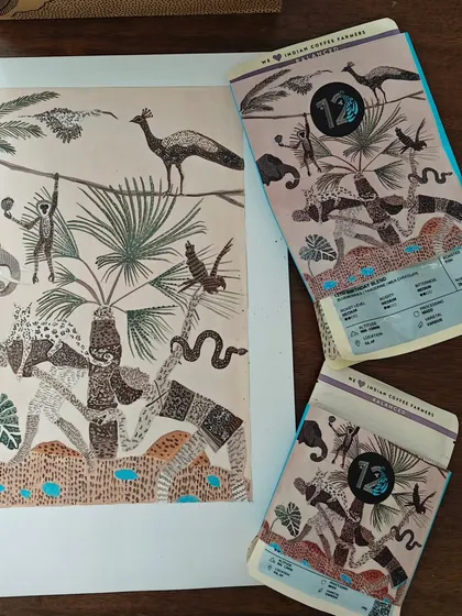 I was so excited to have my artwork featured on the coffee pouches for Blue Tokai Coffee's 12th birthday. It was a great start to the year and a wonderful opportunity to empower women through a brand collaboration.
