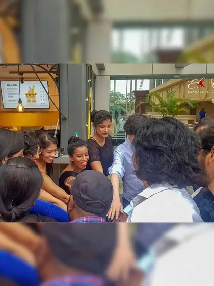 To celebrate our two-year anniversary and International Dance Day, we organized a Tango flash mob at UB City, Bangalore. Here is our group huddle before the performance, full of excitement.