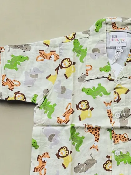 Unleash their wild side in pure comfort! Our super soft, 100% cotton animal print co-ord set is filled with friendly jungle creatures. It's as cute as it is cozy.