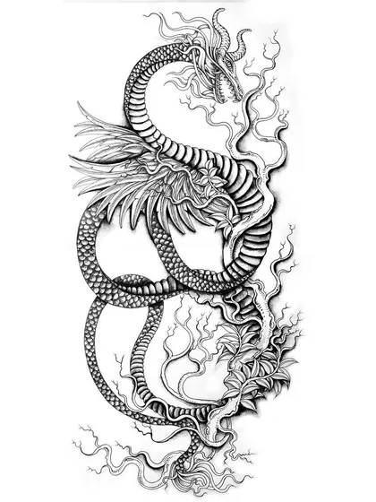 A full-length version of the winged serpent design, showing its complete form.