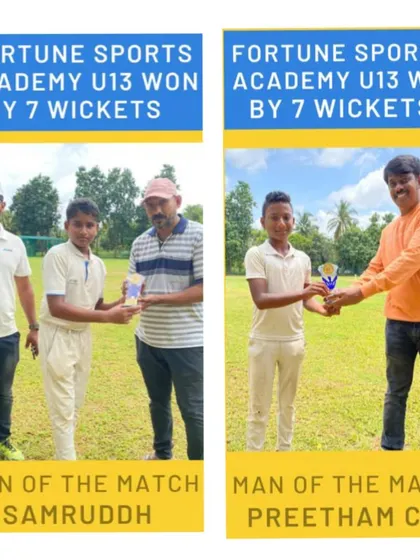 Congratulations to our U-13 cricket team on their recent victories. We also celebrate our Man of the Match winners, Samruddh and Preetham, for their outstanding performances.