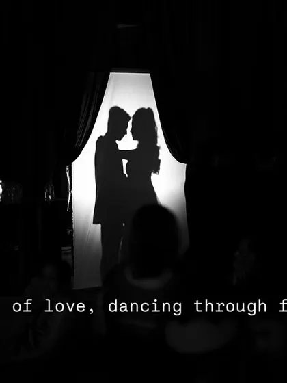 Sometimes, the simplest ideas are the most romantic. This entry began with just the couple's shadow behind a screen, creating an intimate and beautiful start to their sangeet performance.