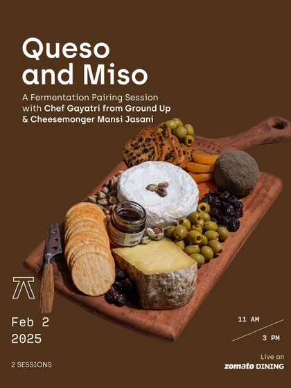 We host unique pairing sessions that push the boundaries of flavor. This 'Queso and Miso' workshop brought together a cheesemonger and a fermentation expert to explore the umami-rich complexities of pairing house-made miso with artisanal Indian cheeses.