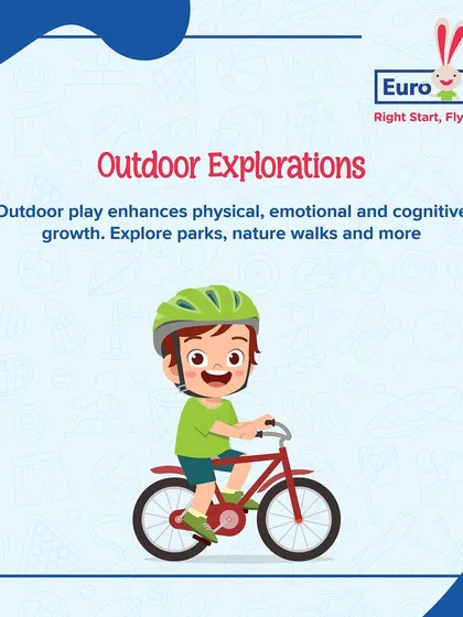 Outdoor explorations are essential. We encourage play in parks and nature walks, as it enhances physical, emotional, and cognitive growth by connecting children with the world around them.