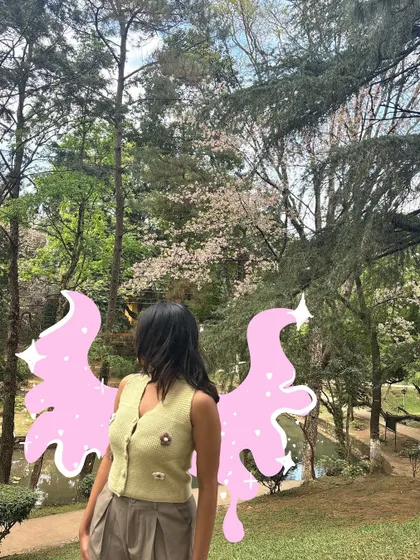 Feeling like a cherry blossom baby with these pink fairy wings I doodled onto my back.