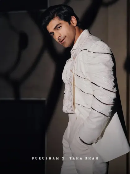 When elegance meets attitude. Taha Shah in my white embroidered jacket, proving that true sophistication lies not just in the outfit, but in the presence it commands.