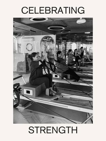 Celebrating the strength of mothers. This shot from our Mother's Day class shows a group of amazing women building strength together on the reformers.
