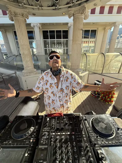 DJing on the deck of a cruise ship sailing from Dubai to Muscat. The views were incredible, but the vibe was even better. This is what I call an office with a view.