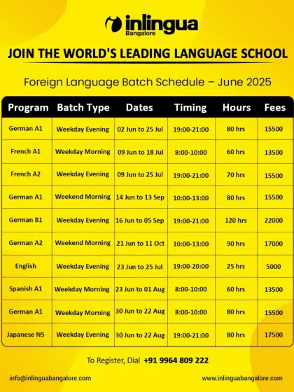 Our June 2025 schedule is live. Choose from multiple levels of German and French, or start your journey with English, Spanish, or Japanese.