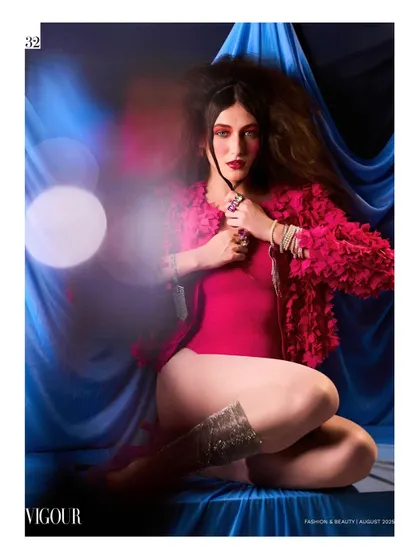 Using a slow shutter speed and a flash, this shot for Vigour Magazine creates a sense of motion and light flares.