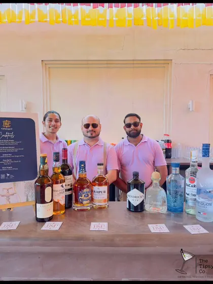 Our team behind the bar at a daytime event in Jaipur. We are proud to serve at prestigious locations and bring our A-game every time.