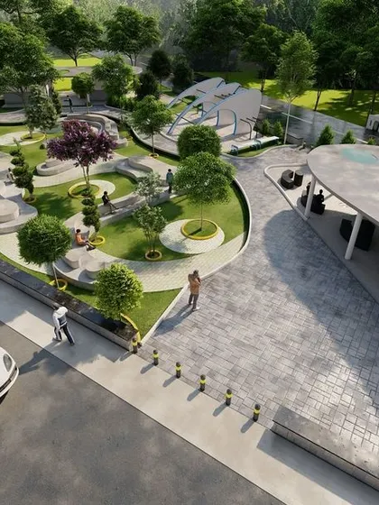 A concept for 'Take A Break', a highway rest stop in Kerala. This project illustrates my approach to public space design, transforming a functional stop into a tranquil park with winding paths and green spaces, offering a true respite from the road.