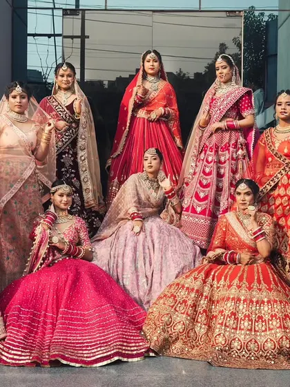 Another stunning group shot from our student exam day. It demonstrates our students' ability to create a diverse range of unique and beautiful bridal looks simultaneously.