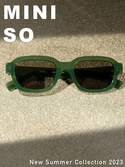 A shot of Miniso sunglasses using hard light to create interesting shadows. This creative technique adds a high-fashion, editorial feel to a standard product photo.