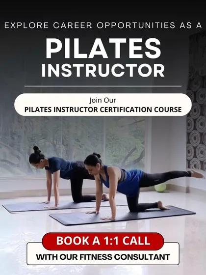 Explore a career as a Pilates instructor. This graphic invites you to book a one-on-one call with our fitness consultant to discuss if this certification is the right path for you.