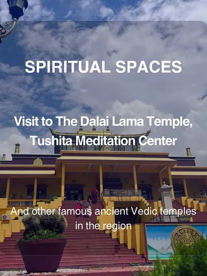 Our retreats include visits to sacred spiritual spaces like The Dalai Lama Temple and ancient Vedic temples, allowing for moments of deep peace and connection to ancient wisdom.
