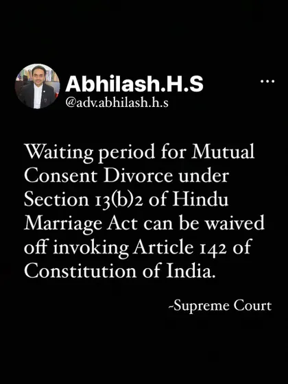 This post highlights a significant Supreme Court ruling. The court can waive the standard six month waiting period for a mutual consent divorce, which is a crucial detail that can help expedite the process for couples who are in agreement.