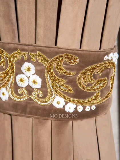 A closer look at the artistry behind our custom tie belts. Each one is meticulously crafted by our skilled artisans to bring a touch of elegance and personality to your curtains.
