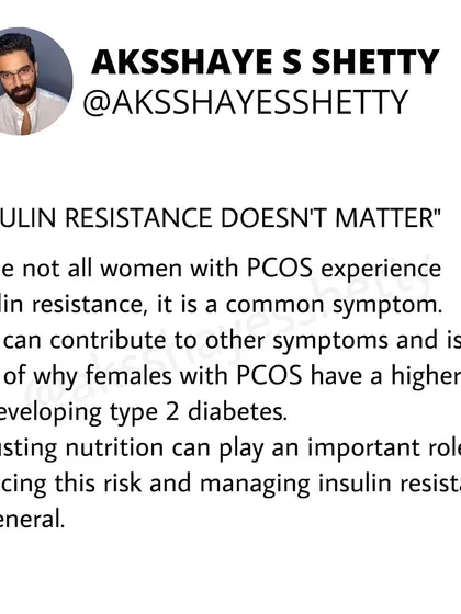 Myth: "Insulin resistance doesn't matter in PCOS." Fact: It is a very common symptom and a major reason why women with PCOS have a higher risk of type 2 diabetes. Managing it through nutrition is a critical part of my program.