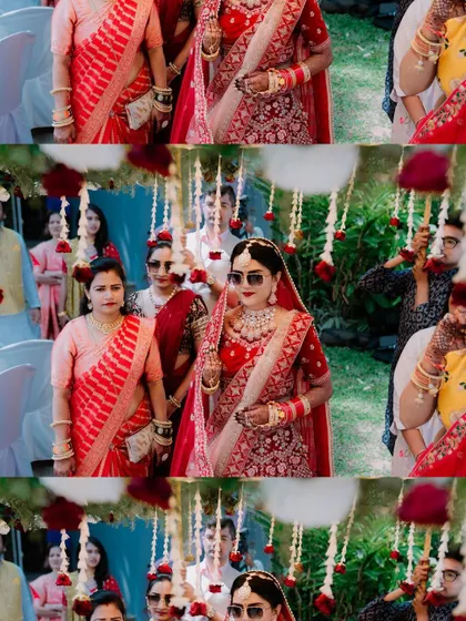 A creative, repeating edit of the bride's stylish entrance.
