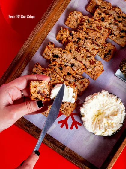 My Fruit 'N' Nut crisps featured as part of my Christmas specials, perfect for holiday party platters.