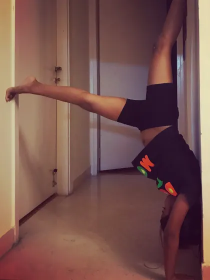 Another one of my young yogis mastering her wall-supported handstand. It's amazing to watch their confidence grow as they achieve poses they didn't think were possible.