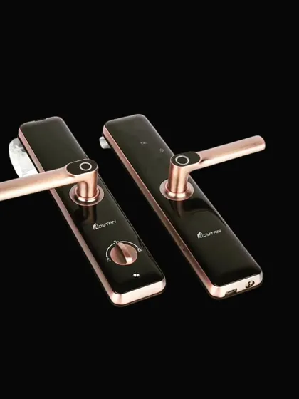 Another look at my premium smart door lock, showcasing its elegant design and rose gold accents. It's the perfect security solution for luxury homes and properties.
