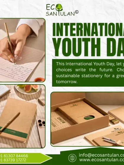 On International Youth Day, I wanted to highlight how young people can write the future. This collage shows my sustainable stationery, a choice that helps ensure a greener tomorrow.