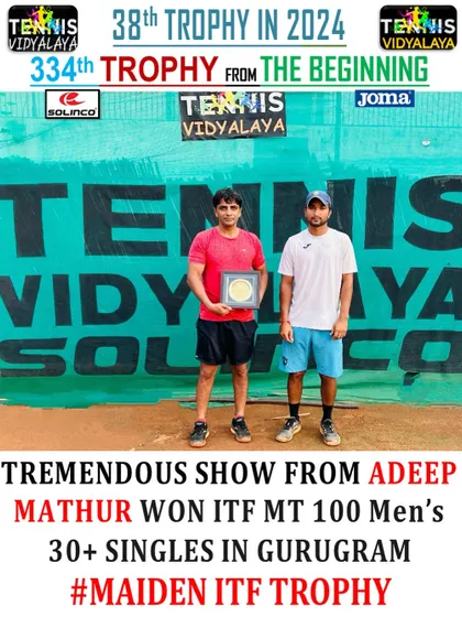 A great show from our adult player Adeep Mathur, winning the ITF MT 100 Men's 30+ singles title in Gurugram. This was his maiden ITF trophy.