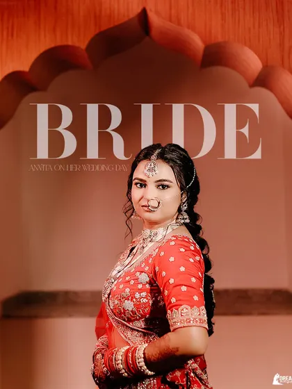 A powerful portrait of bride Anvita, showcasing her complete bridal look with a focus on her confident and poised expression.
