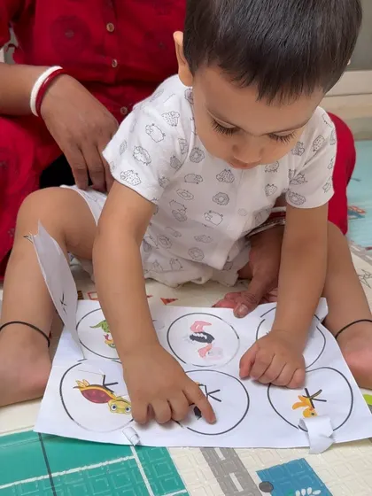 Pointing and identifying the baby animals is a great pre-reading skill. This simple game combines fine motor practice with vocabulary building in a playful way.