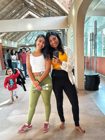 So excited to be teaching at this amazing studio. Here I am with a fellow trainer, ready to bring the joy of mat Pilates to our community. The energy here is just fiyah! 🔥