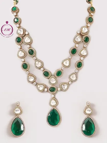 Another view of the Victorian necklace, showing the intricate design and the quality of the stones.