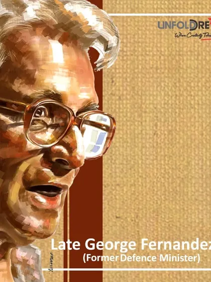 A portrait of the late George Fernandes ji, former Defence Minister of India.