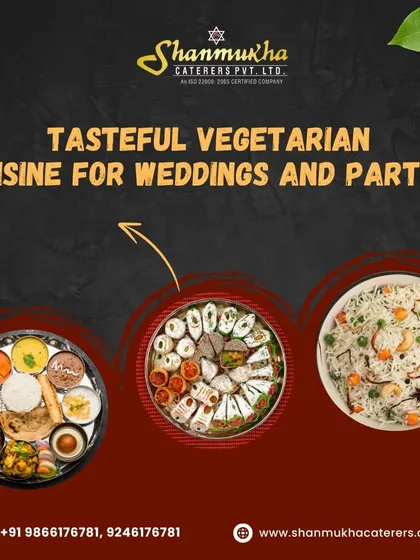Tasteful vegetarian cuisine for weddings and parties, featuring a variety of dishes from thalis to sweets and pulao.