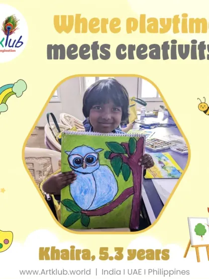 Khaira, 5.3 years old, shows how good work habits lead to great creativity with her adorable owl painting.