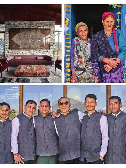 A collage from the feature on our Himalayan projects. It showcases the finished interiors, the stunning landscape, and the incredible local team that makes these remote luxury experiences possible.