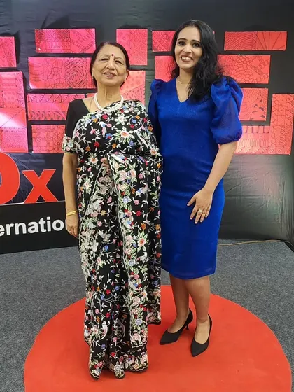 With my mother at the TEDx event. Her support has been a constant source of strength throughout my journey, and sharing this milestone with her was incredibly special.