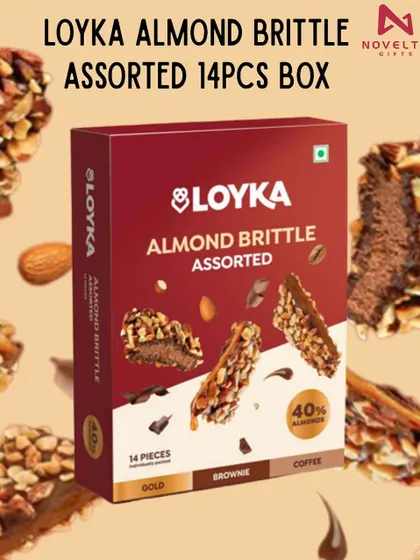 A closer look at the popular Loyka Almond Brittle. This assorted 14-piece box is a crowd-pleaser and a great addition to any corporate gift hamper.