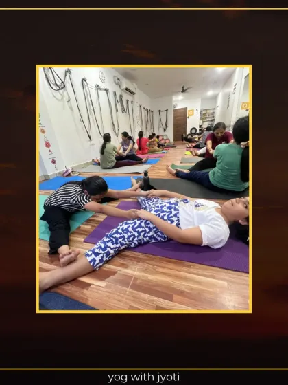 Another view of partner-assisted stretching, showing the trust and support within our community.